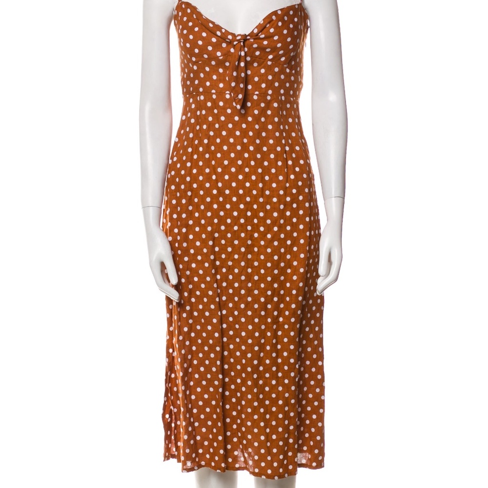 Faithfull the Brand Rust Polka Dot Midi Dress